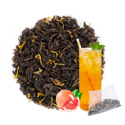 OEM Oolong Tea Fresh Brew Grapefruit Caffeined Marigold Flowers Fruits Cold Brew Iced Tea