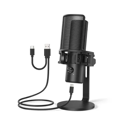 Portable USB Wired Dynamic Microphone With Microphone Gain Microfon Tripod Recording Condenser Microphone