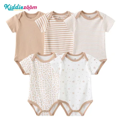 Kiddiezoom 20-Piece Gift Set Solid Baby Triangle Romper Infant Hat Triangle Scarf Button Pure Cotton Pants for Casual Summer