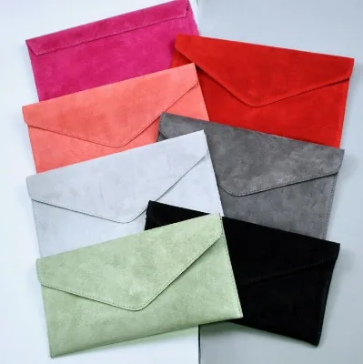 Suede Envelope Clutch Purse Custom Suede Leather Bag DOM-114ET059