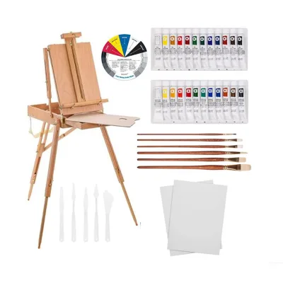 High Quality Professional Wooden French Art Painting Sketch Easel Set With Drawer