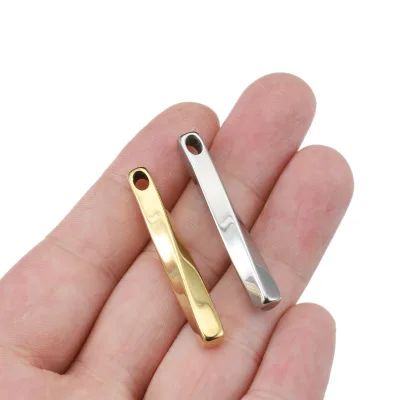 5X40mm Deformed Distortion Metal Jewelry Diy Accessories Stainless Steel Blank Custom TWISTED Bar Pendant for Engraved Logo