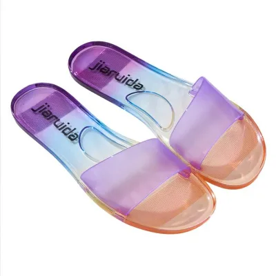 Fashion Slippers Ladies Jelly Gradient Color Crystal Women's Slippers Slides Slippers Home Bathroom Indoor Outdoor Slide Sandal