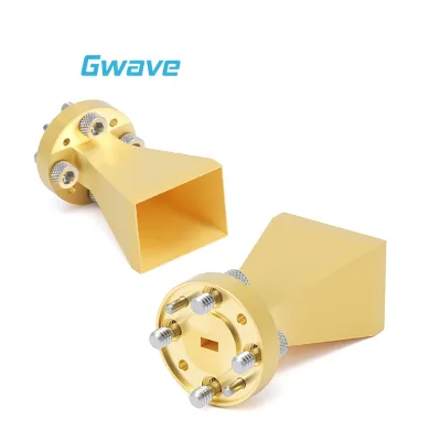 Gwave GHA600900-20 WR-12 E Band 60-90GHz Rectangular 20dBi Gain Horn Antenna with Coaxial Mounting for RF Communication