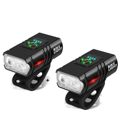 Type-C Rechargeable 2000mAh LED Cycling Headlight Rainproof Bike Front Light with Power Display Flashlight Lamp