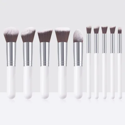Hot Selling Black Pink Purple Brown White ABS 10pcs Profesional Makeup Brush Set Travel Blending Cheap Makeup Brush Sets