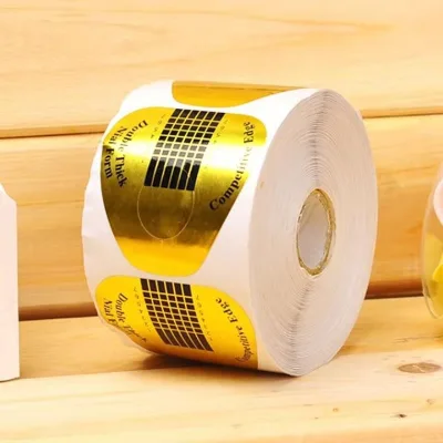 Nail Paper Holder for French Nail Phototherapy Extension Rectangular Shape Bow Tie Logo White/Yellow Color