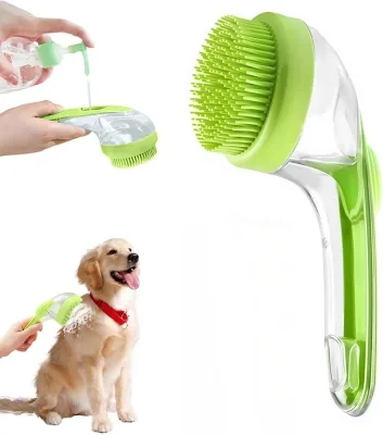 Pet Bath Brush-Portable Silicone Puppy Massage Shower Soap Dispenser Battery Powered Soft & Easy to Use