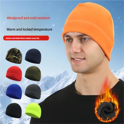 Autumn and Winter Unisex Outdoor Fleece Beanie Sports Cold-Proof Windproof Warm Cycling Hat Custom Logo Caps Skull Cap