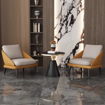 Modern Luxury Single Sofa Chair Light Bar Bistro Reception Tables for Hotel Guests Leisure Tea Home Living Room Sets Combination