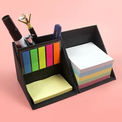 Office Desktop Combined Type Sticky Notes Eco Friendly Cube Memo Pad Box with Pen Holder