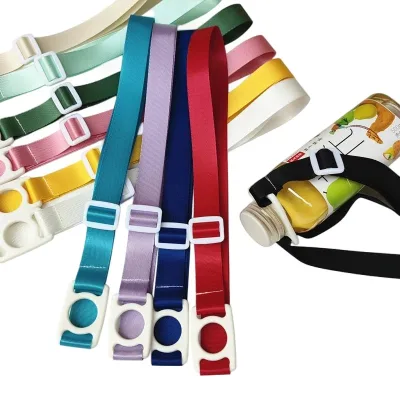 Wholesale Adjustable Polyester Water Bottle Lanyard Shoulder Strap with Clip, Solid Color for Outdoor Sports School Travel