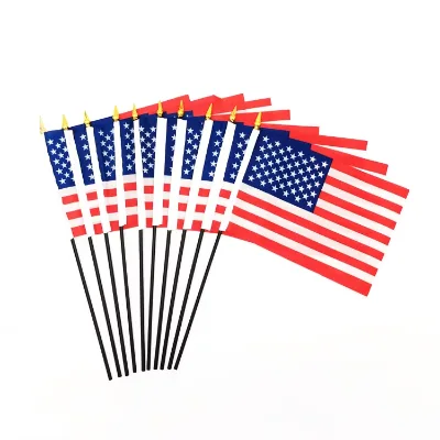 Wholesale Cheap Polyester National Country Stick Hand Waving USA Small American Hand Flags