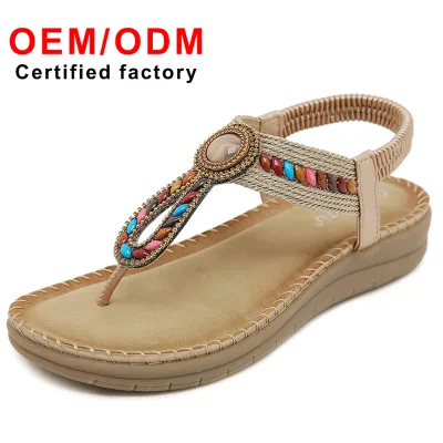 Luxury Ladies Sandal Women's Rhinestone Slippers Casual Comfort Latex Massage Thick-soled Large Size Flat Fashion Shoes Women