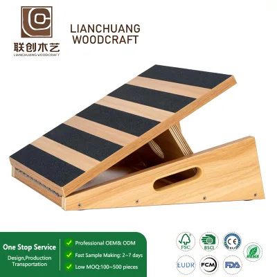 Wooden Stretch Board Adjustable Incline Calf Stretcher With Non Slip Grip Surface for Home Gym Exercise and Physiotherapy Use
