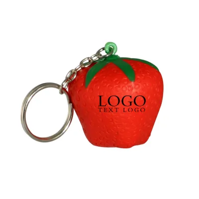 Wholesale Foam Fruit Stress Relief Keychain Customizable Strawberry Anti-Stress Toy Keyring 3.8cm Custom Logo Bulk Promotional