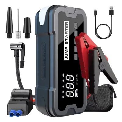 4 in 1 Functions Portable Car High Power Jump Starter Battery Pack With Air Compressor