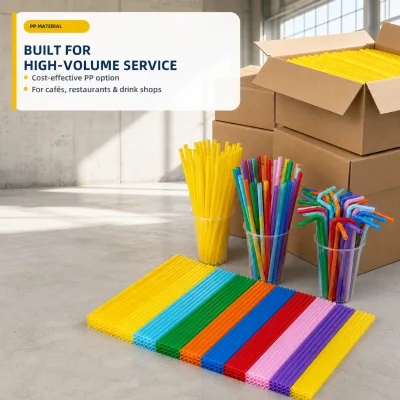 PP Flexible Straws Blue Orange Purple 3-Color Mix Bendy Accordion Straw Wholesale