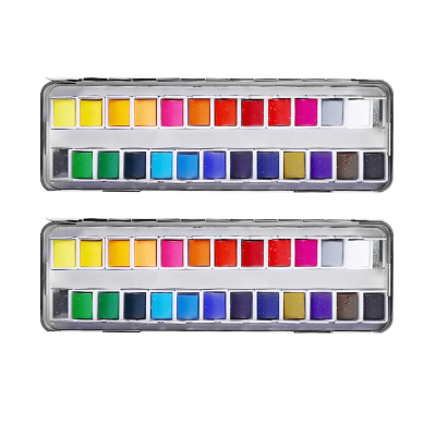 Superior Solid Water Color Paint Watercolor for Kids Set 24 Pcs Metal Painting Box