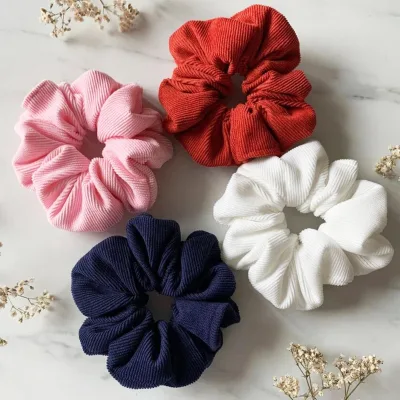 Hair Ties Gift Hair Band Ribbed Floral Scrunchies Bobble Accessories Velvet Ribbed Corduroy Scrunchies
