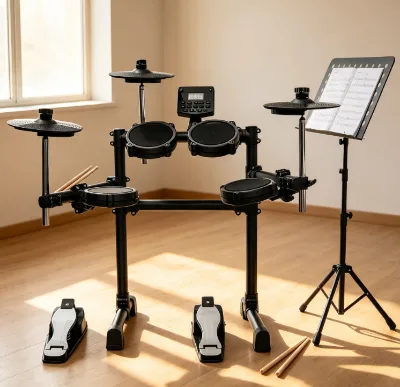 YRS-Bhp70 Electronic Drum Set Velocity Sensitive Silicone Pads with Headphone Jack Quick-Release Portable Practice Kit Wholesale