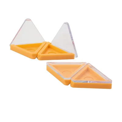 Triangle Empty Yellow Cheap Eyeshadow Container with Single Pan Orange Eyeshadow Palette Packaging