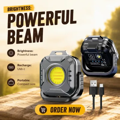 Multifunctional Type-c Charging Output Power Display Strong Led Cob Magnetic Work Light Camping Light with Hanging Hook