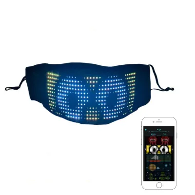 Programmable Colorful Breathable Face Mask Led APP Lighting in the Dark Mask Led USB Charge Mask
