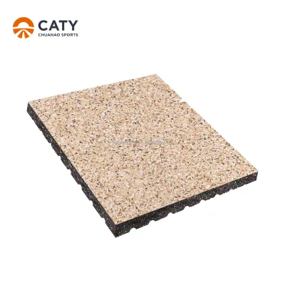 Easy To Install 20mm Fitness Rubber Flooring Glue-Free Rubber Tiles With Wooden Color