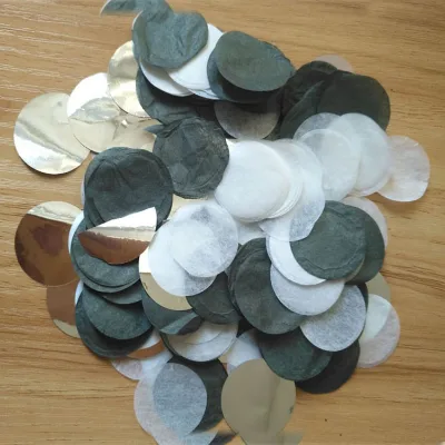 Black, Silver, White Mixed Circles Tissue Paper Confetti 1 Inch Wholesale