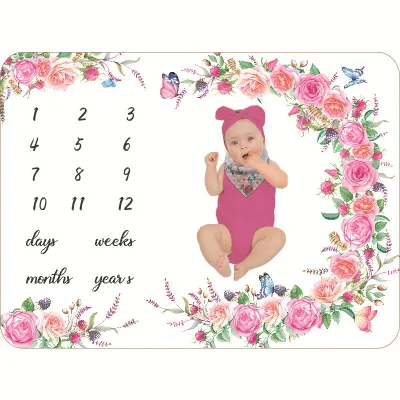 Ananbaby Customized Soft Flannel Baby Month Blanket Comfortable Printed Pattern Infant Bedding in Different Sizes