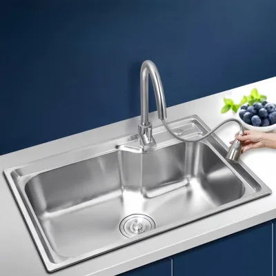 Brushed Stainless Steel Sink SUS304 Large Single Basin Faceplate Japanese Kitchen Sinksharbor Style Design