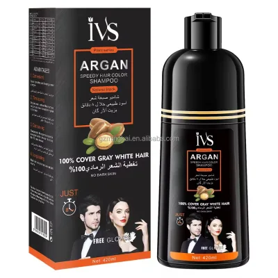IVS OEM Guangzhou Manufacturer Colorful Ammonia Free Natural Fast Coloring Fashion Brown Black Color Hair Dye Shampoo for Men
