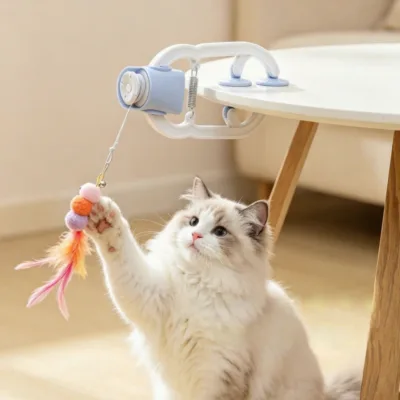 Electric Rechargeable ABS Eco-Friendly Luxury Cat Toy Telescoping Door Clip Elastic Rope Mouse Hanging Design-Safety Interactive