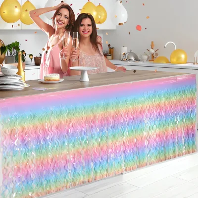 Rainbow Scimitar Rain Thread Tassel Disposable Table Runner for Birthday Wedding Party Decorations