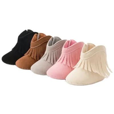 Soft Winter Indoor Tassel Faux Suede Newborn Infant Booties Baby Cowboy Boots for Toddler Girl Boots