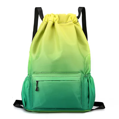 Custom Lightweight Gym Bag Zipper Closure Fashion Style Soft Drawstring Backpack Large Capacity Waterproof Travel Color Gradient