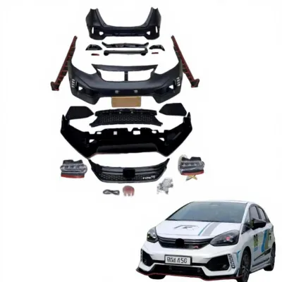Auto Body Kit for 2021 Fit GR9 Modified to Type-R Style Front Rear Bumper Grille Side Skirts TR Design Spoiler Wing PP Plastic