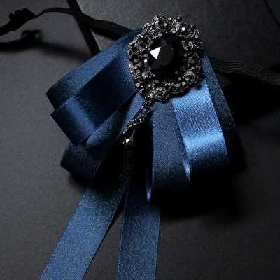 Ready to Ship Trendy Polyester Yarn Rhinestone Fabric Bow Tie Groom Suit for Wedding Gift Items Luxury Ribbon Bow Suit for Men