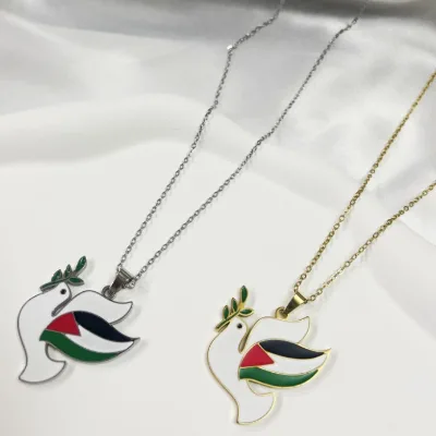 High Quality Fashion Jewelry Stainless Steel Palestine Map Pendant Necklace