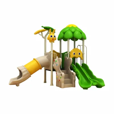 Customized Forest Theme Outdoor Playground Equipment with Rabbit & Lion Decor Tube Slide for Kindergartens and Parks