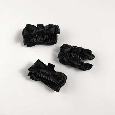 Black Small Bow Grab Clip Cloth Art fairy Ear Fixed Hair Clip Princess Head Set Elegant Ladies Hair Claw