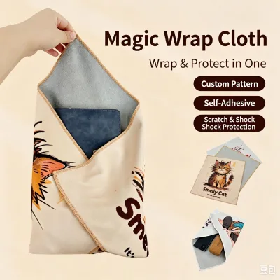 Custom Magic SelfAdhesive Protective Wrap Cloth Reusable Anti-Scratch Self-Storing Pouch for Camera Lens Cosmetic Travel Storage