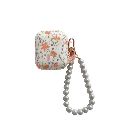 Custom Rainbow Flower Knit Pattern Case Cover With Decoration Key Chain OEM for Airpods 1 2 3 4 Pro Max