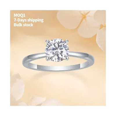 Moissanite Engagement Ring for Women - 18K White Gold Plated Solitaire Ring Elegant Promise Ring