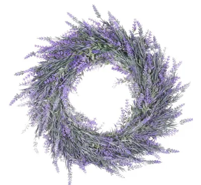 Artificial Lavender Wreath Indoor Outdoor Farmhouse Style Front Door Wall Window Decor Christmas Easter Halloween Weddings