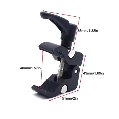 Super Clamp with 1/4 and 3/8 Thread for Cameras, Lights, Umbrellas, Hooks, Shelves, Plate Glass, Cross Bars