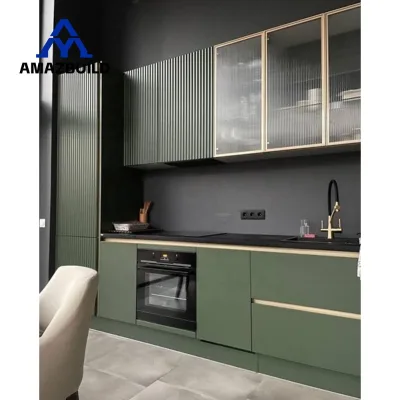 AMAZBUILD Panel Smart Durable Storage Contemporary Waterproof Modular Cupboards Furniture Green Kichen Cabinets for Villa