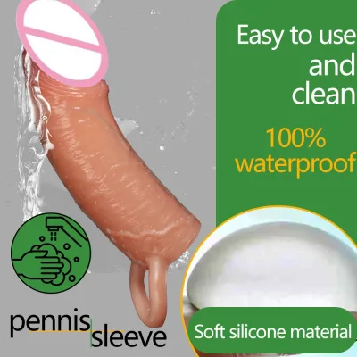 Wholesale Washable Reusable Silicone hollow Dildo Portable Sleeve Delay Ejaculation.enjoy Sex Life Enlargement Thickening sleeve