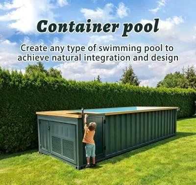 Prefab Large Container Glass Window Pool Container Pools Swimming Outdoor with Deck